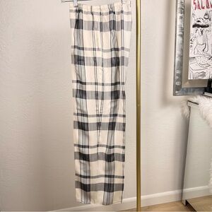 Theory Ivory Black Fluid Plaid Silk Blend Pull On Pants Large